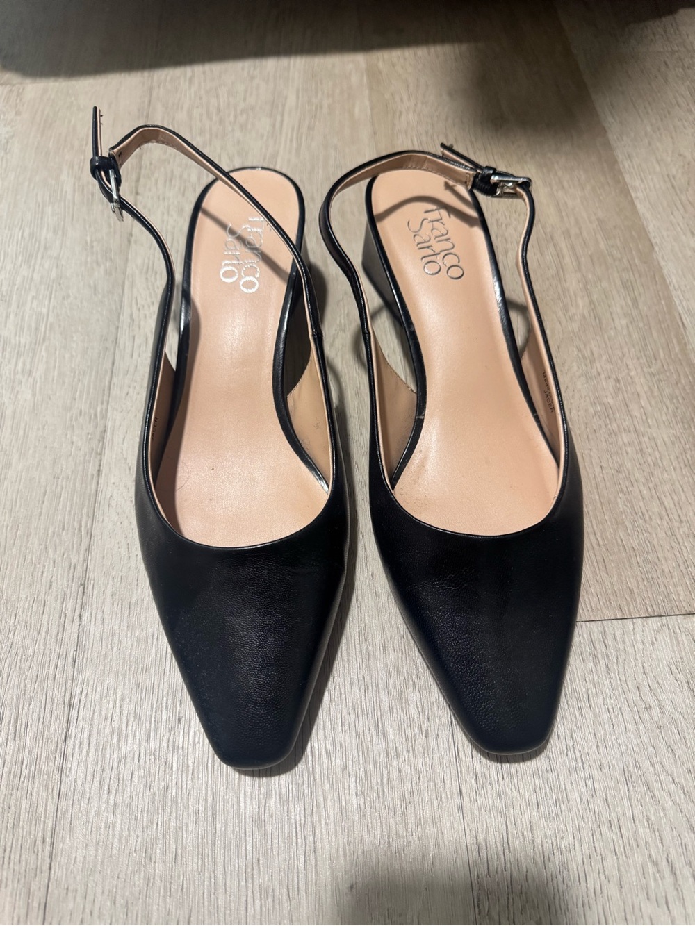 Franco Sarto Black Slingback Pointed-Toe Pump